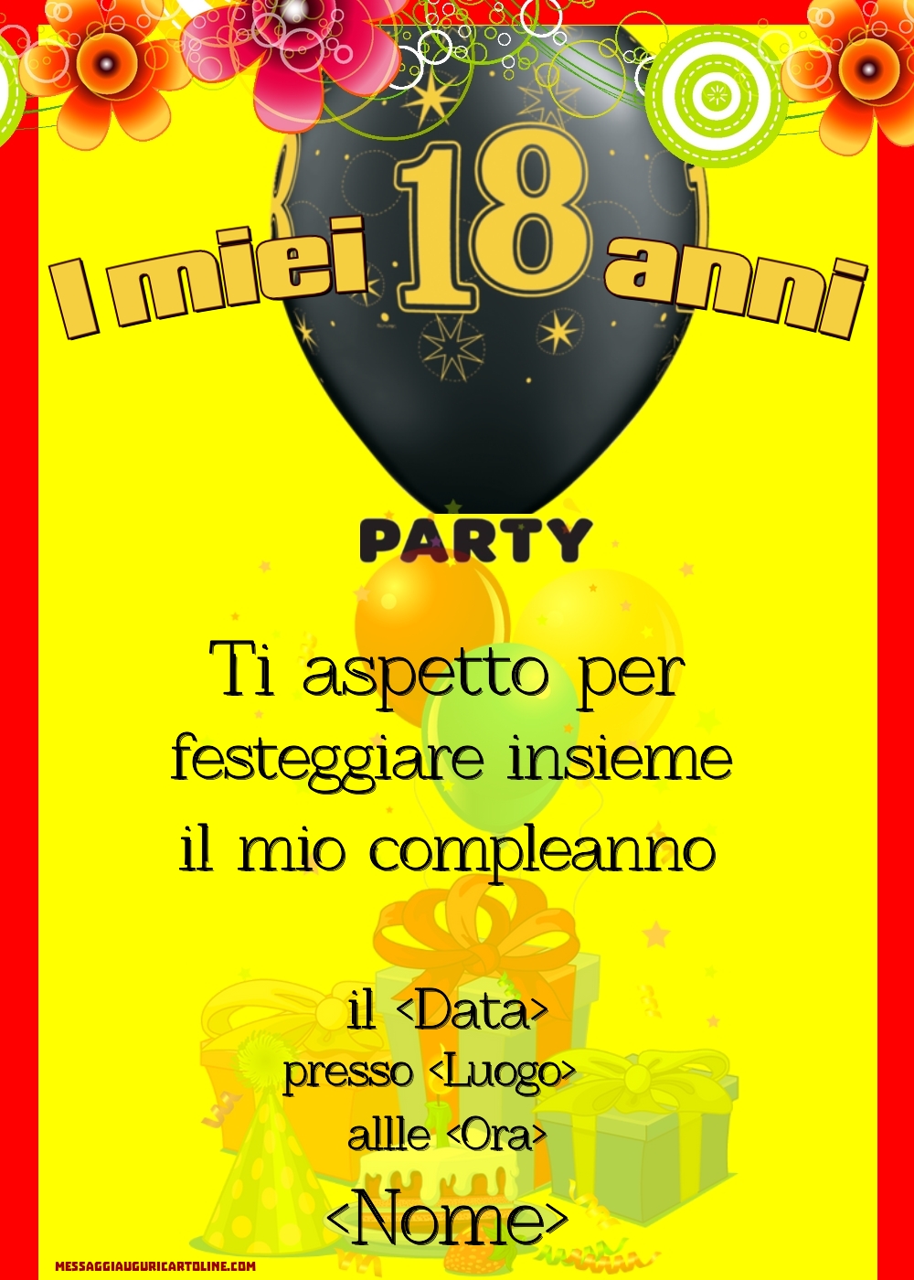 Invito Alla Festa Dei Miei Anni Con Regali E Palloncini Crea