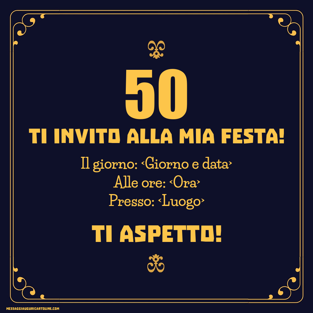 Invito 50 Anni Modello Semplice Classico Crea Inviti Personalizzati