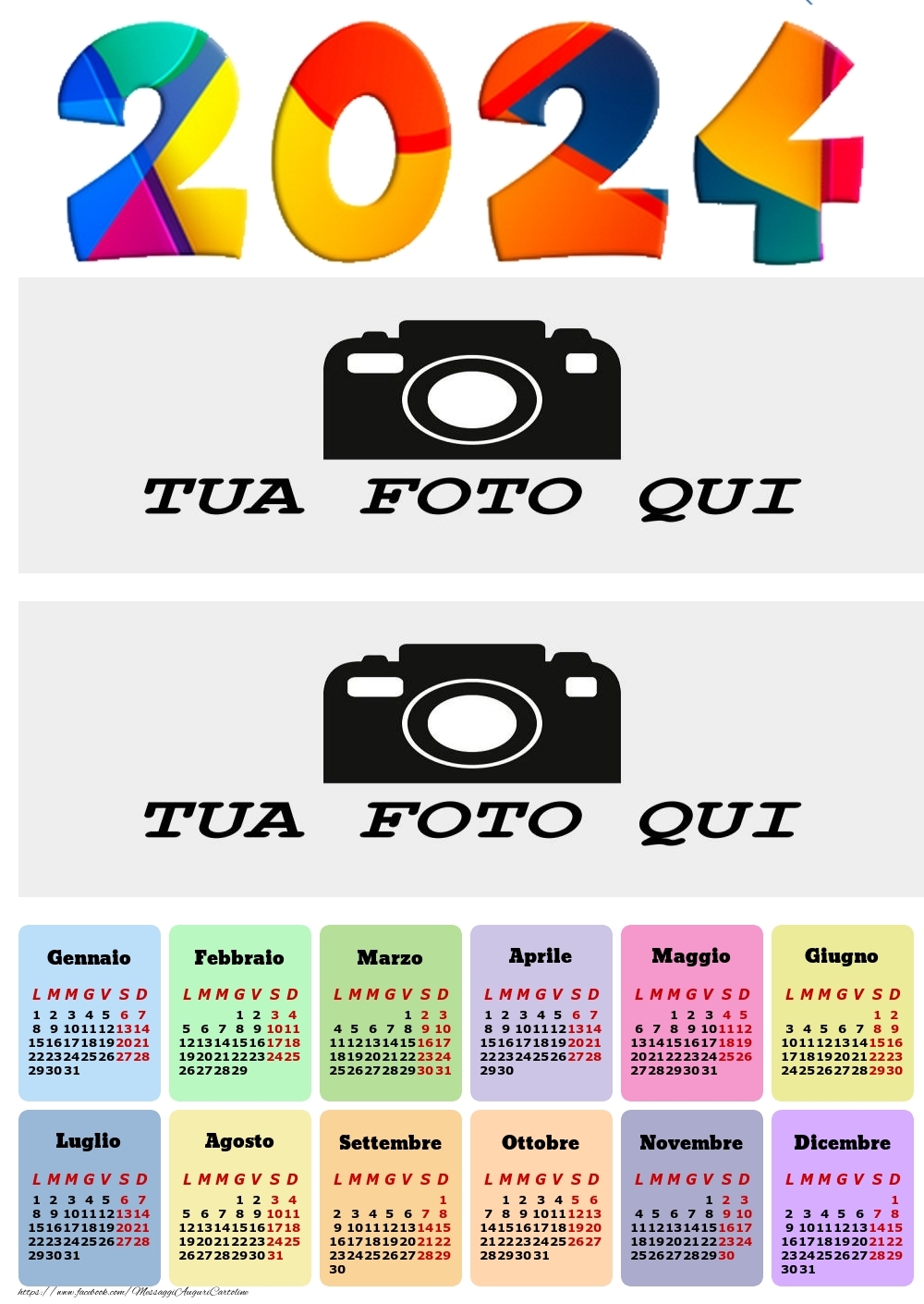 Calendario 2024 - Multicolor | Calendari Personalizzati ...