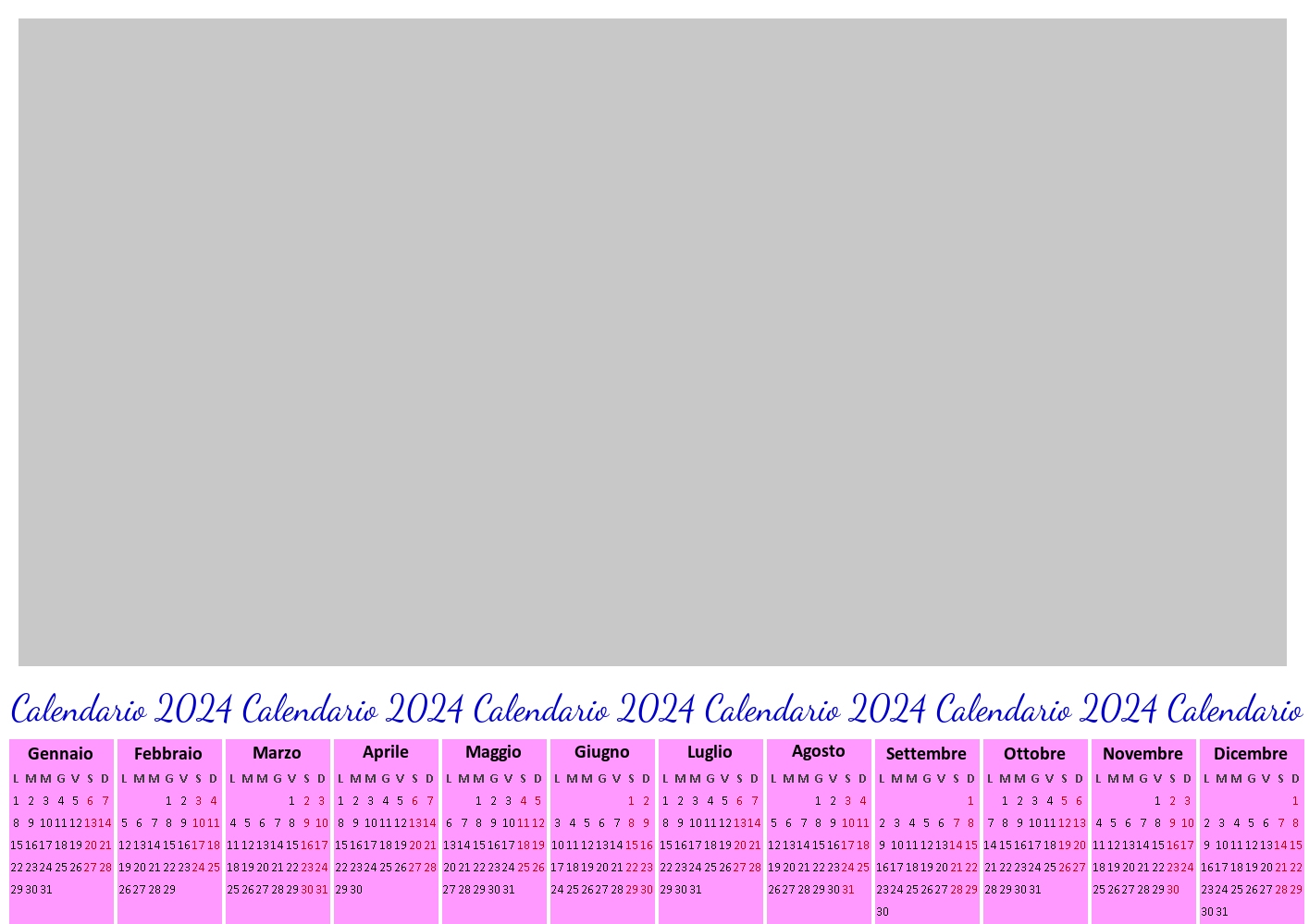 Calendario Classico 2024 Con Un'immagine | Calendari Personalizzati ...