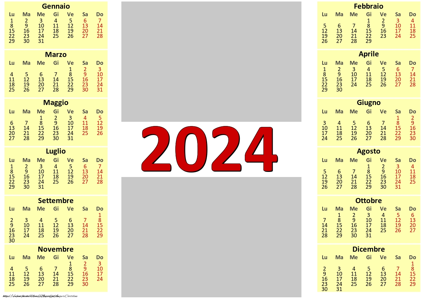 Calendario Classico 2024 Con Un'immagine | Calendari Personalizzati ...