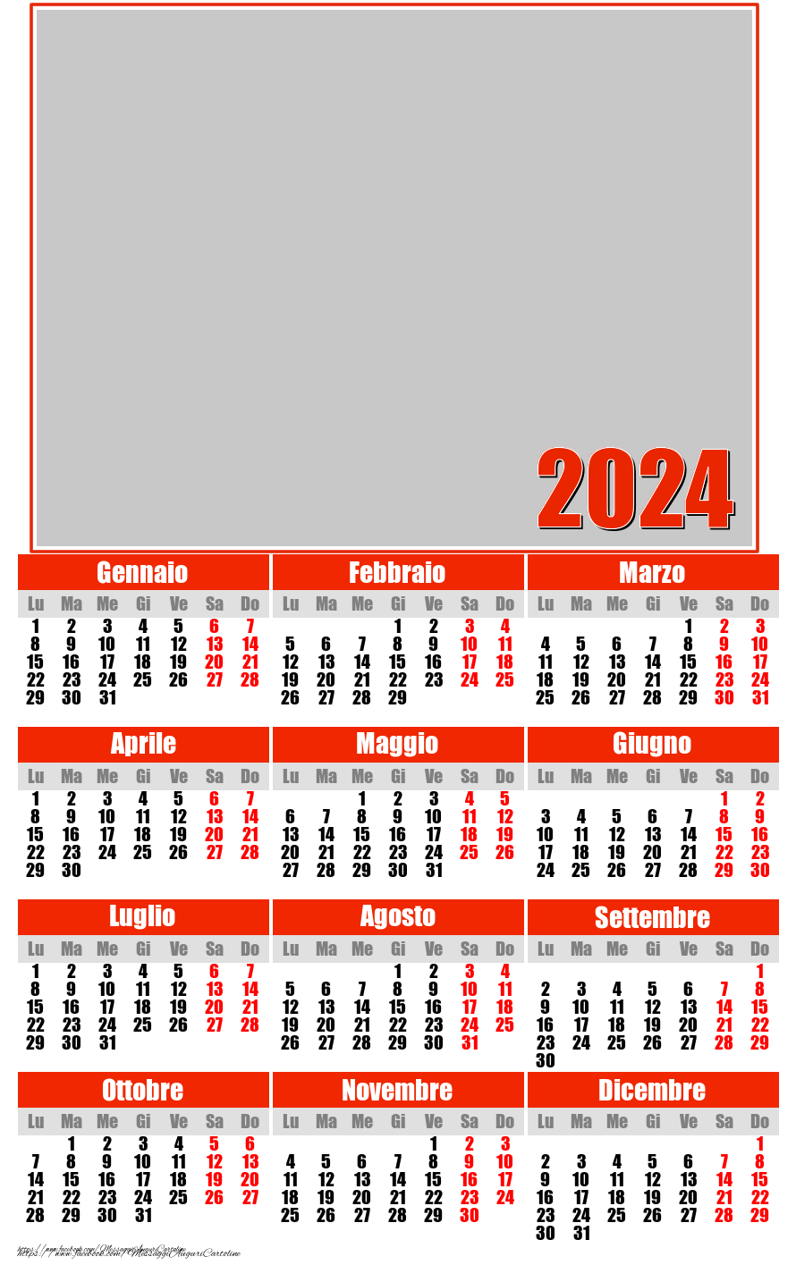 Calendario Classico 2024 Con Un'immagine | Calendari Personalizzati ...